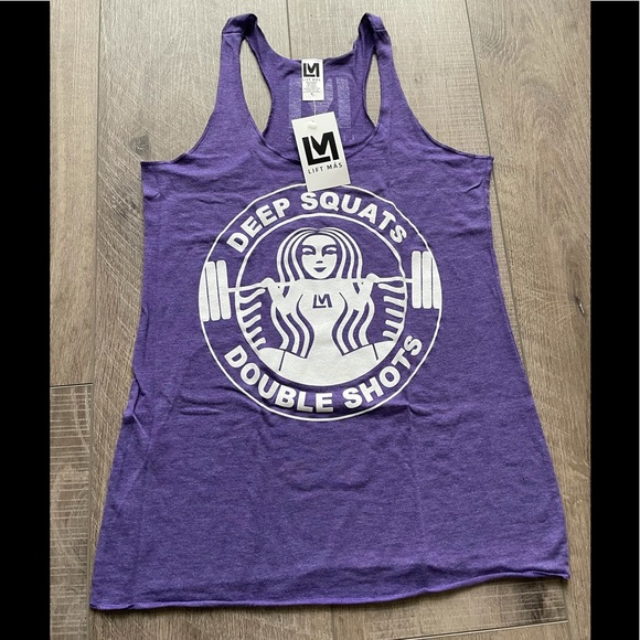Lift Más Tops - Lift Más Deep Shots Double Squats Tank in Purple